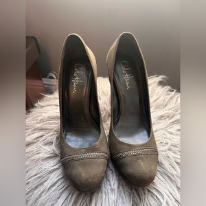 Cole Haan Air Stephanie zipper platform suede heels in olive *gently used*